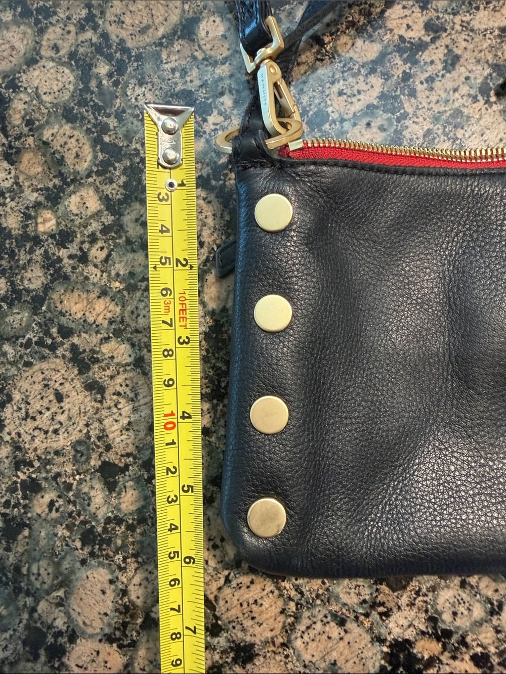 Hammitt Kyle Black Leather Crossbody with Gold Studs and Red Zip - Picture 12 of 12